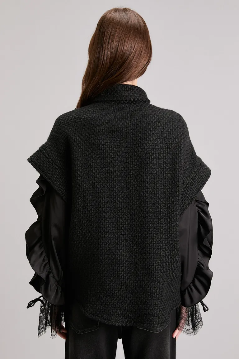 Chaleco oversize de lana con estampado de espiga diagonal y cierre de broches metálicos de Kosiuko en Chalecos para argentina