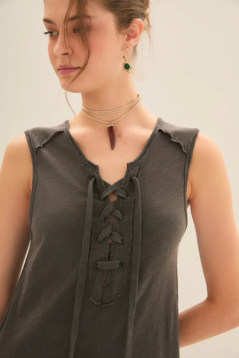 Vestido largo de línea A en algodón peruano con detalles ajustables de Rapsodia en Vestidos para argentina