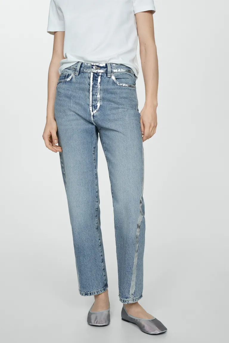 Jeans rectos detalles foil de Mango en Pantalones para argentina