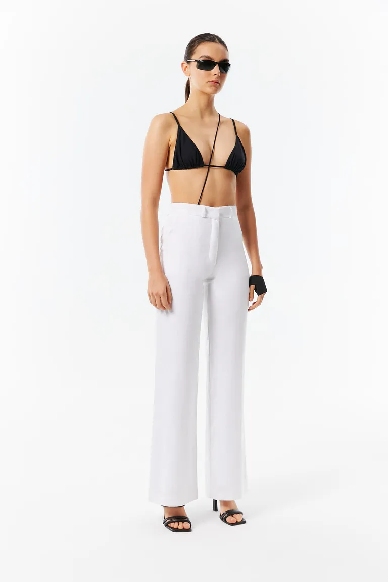 Pantalón de lino recto y suelto en color blanco de Naíma en Pantalones para argentina