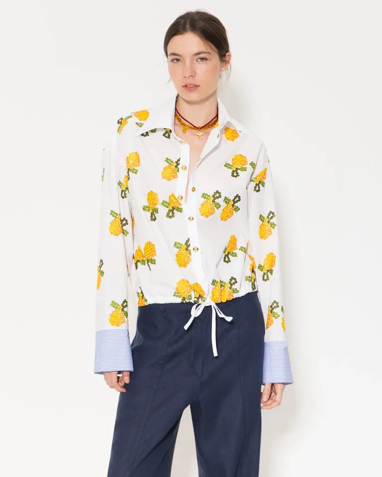 Camisa con estampado de limones y detalles en poplin de Jazmin Chebar en Camisas para argentina
