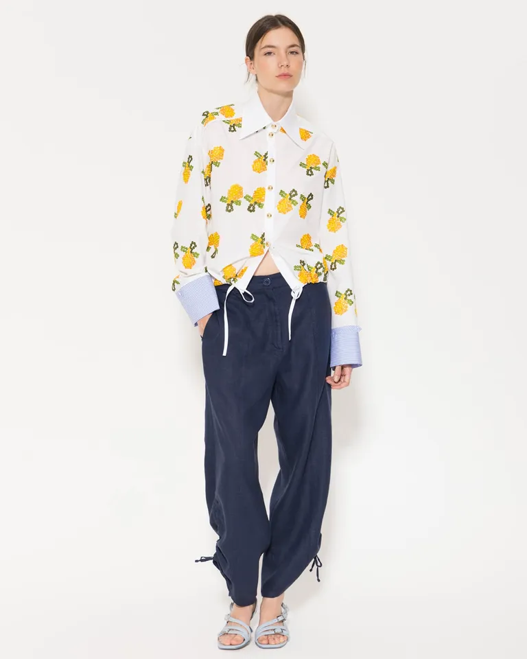 Camisa con estampado de limones y detalles en poplin de Jazmin Chebar en Camisas para argentina