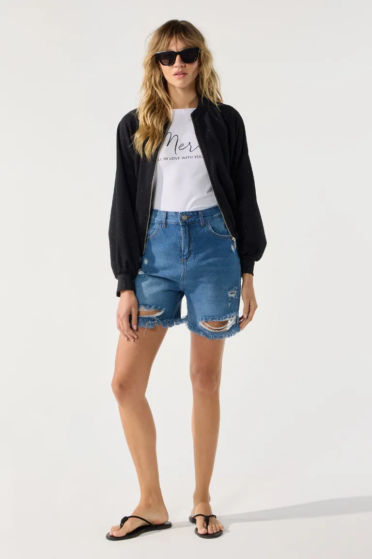 Shorts de jean de diseño con detalles de rotura para mujer de Cuesta Blanca en Shorts para argentina