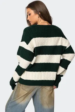 Sweater rayado trenzado oversize de Edikted en Buzos y Sweaters para argentina