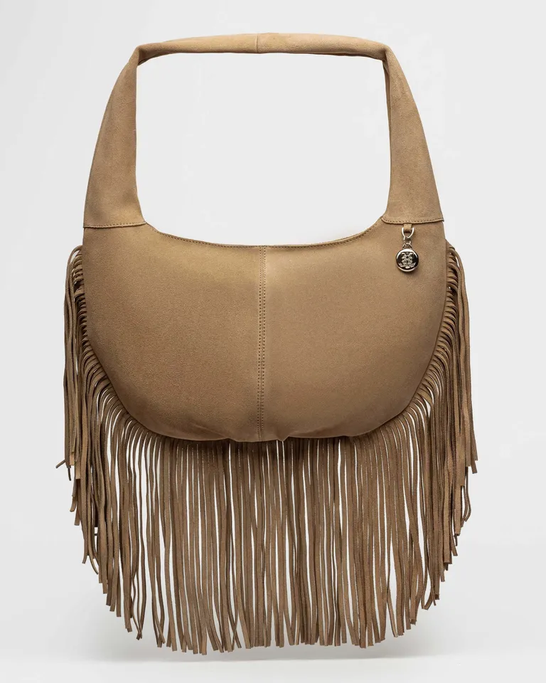 Bolso de gamuza con flecos - Modelo Amazonia de Prüne en Bolsos y Carteras para argentina