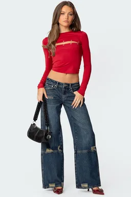 Jeans slitted tiro bajo rotos de Edikted en Pantalones para argentina