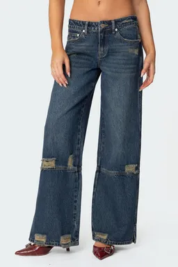 Jeans slitted tiro bajo rotos de Edikted en Pantalones para argentina