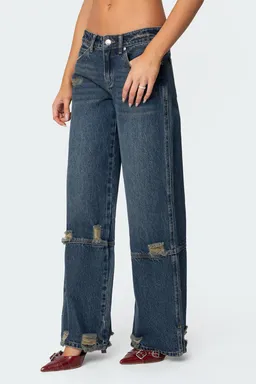 Jeans slitted tiro bajo rotos de Edikted en Pantalones para argentina