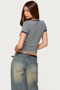 Remera fawn rayas cuello de Edikted en Remeras para argentina