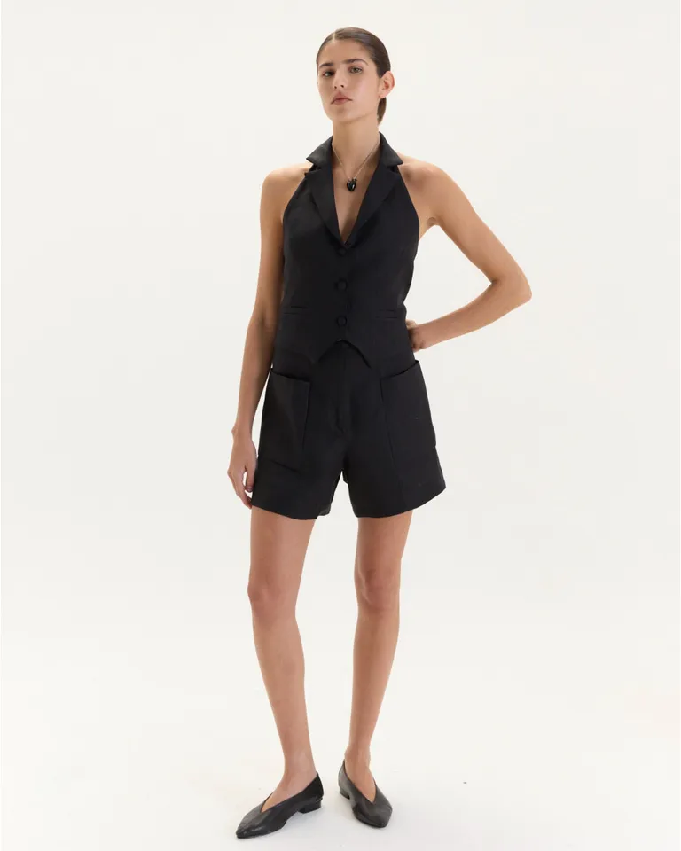 Chaleco de Lino Blanco con Estructura en la Espalda y Ajuste Personalizado de Blue Sheep en Chalecos para argentina