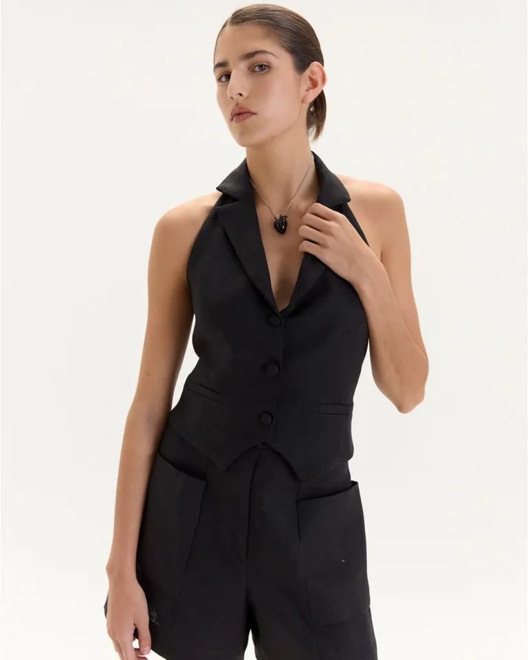 Chaleco de Lino Blanco con Estructura en la Espalda y Ajuste Personalizado de Blue Sheep en Chalecos para argentina