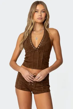 Top halter gamuza sintética sloane de Edikted en Tops para argentina