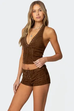 Top halter gamuza sintética sloane de Edikted en Tops para argentina