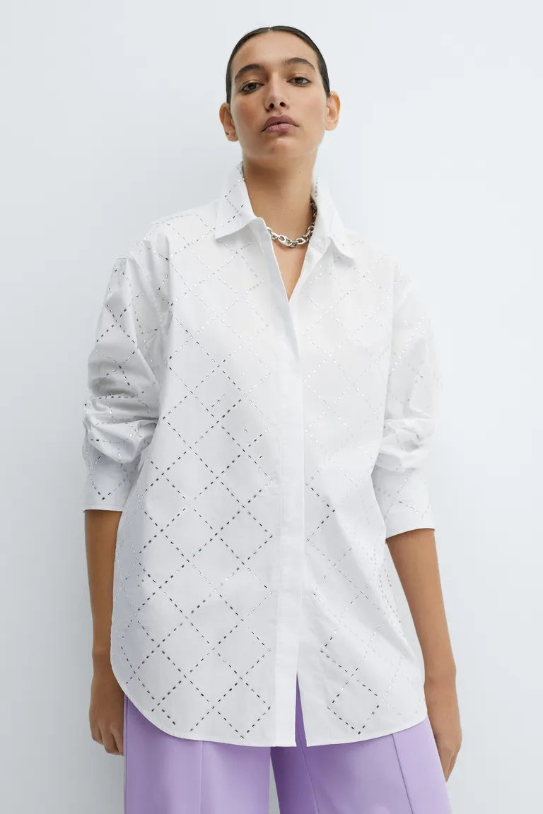 Camisa algodón con strass de Mango en Camisas para argentina