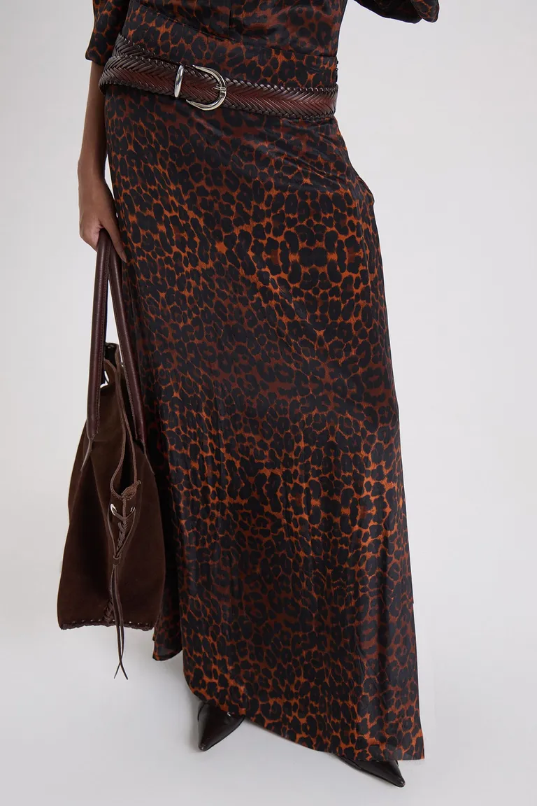 Falda larga recta con diseño estampado y pretina lisa para ajuste preciso de Maria Cher en Faldas para argentina