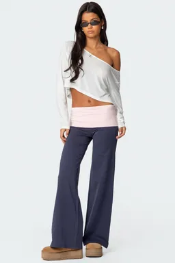 Pantalón pierna ancha doblez contraste de Edikted en Pantalones para argentina