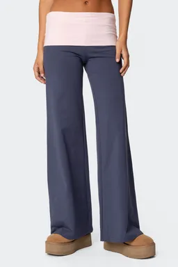 Pantalón pierna ancha doblez contraste de Edikted en Pantalones para argentina