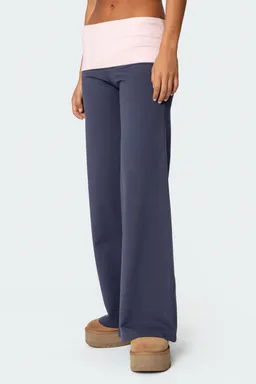 Pantalón pierna ancha doblez contraste de Edikted en Pantalones para argentina