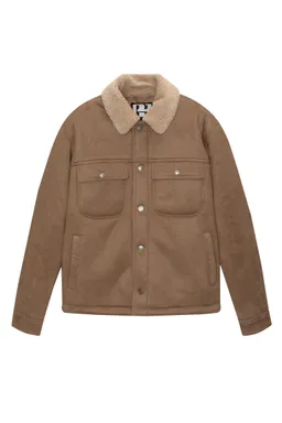Chaqueta efecto ante cuello borreguillo de Pull&Bear en Abrigos y Camperas para argentina