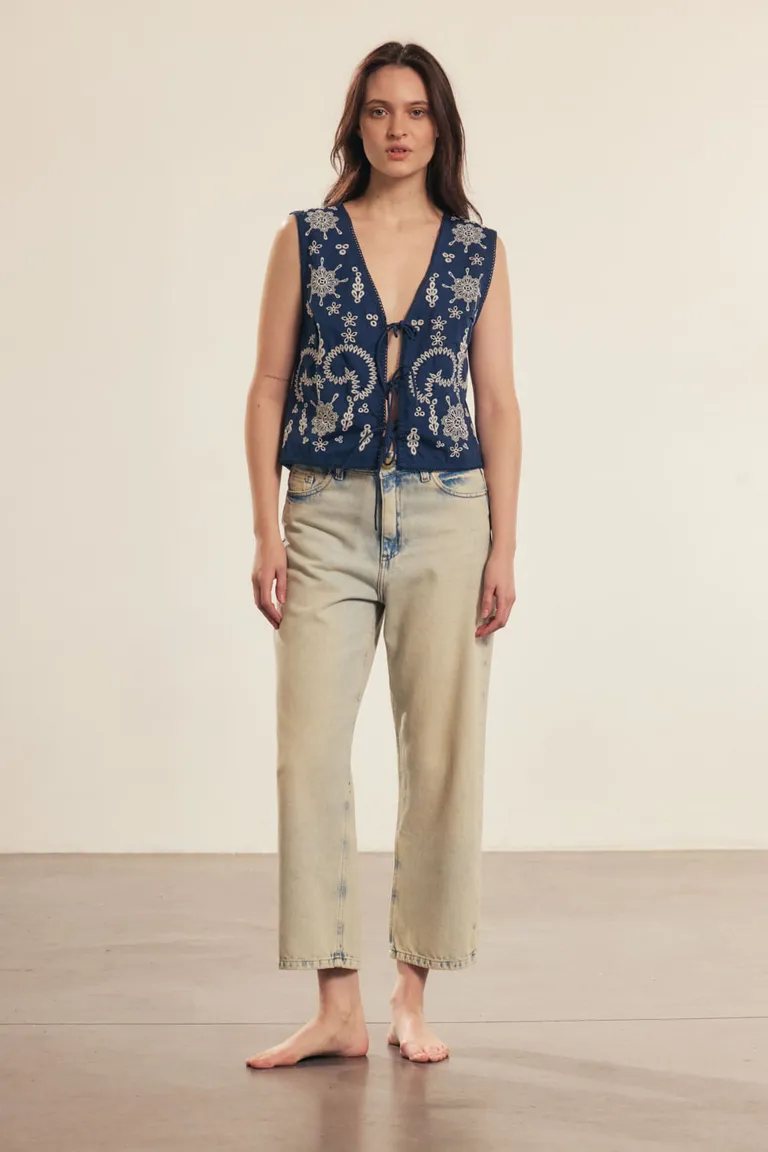 Chaleco bordado con lazos en tejido 100% algodón de Portsaid en Chalecos para argentina