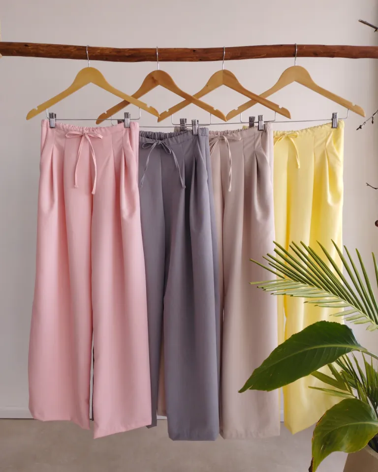 Pantalones palazzo de corte amplio y largo maxi en tonalidad rosa de Lemmon en Pantalones para argentina