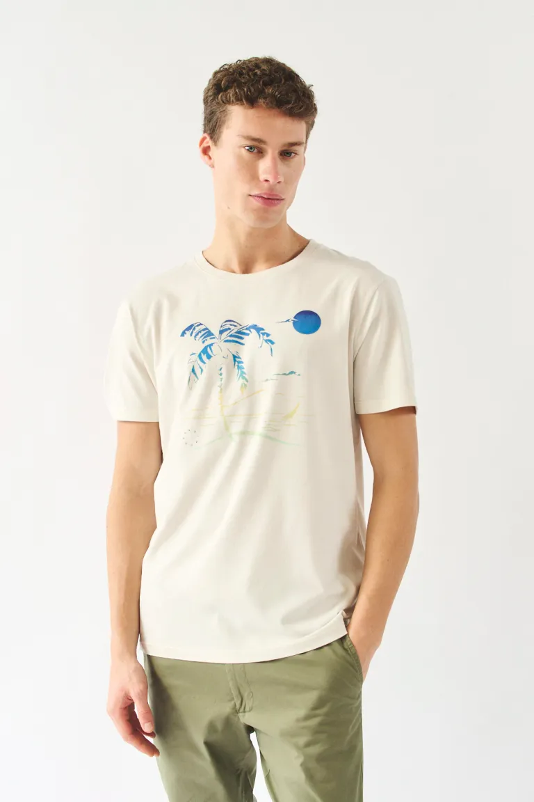 Remera casual de corte regular con estampa gráfica en blanco de Bensimon en Remeras y Polos para argentina