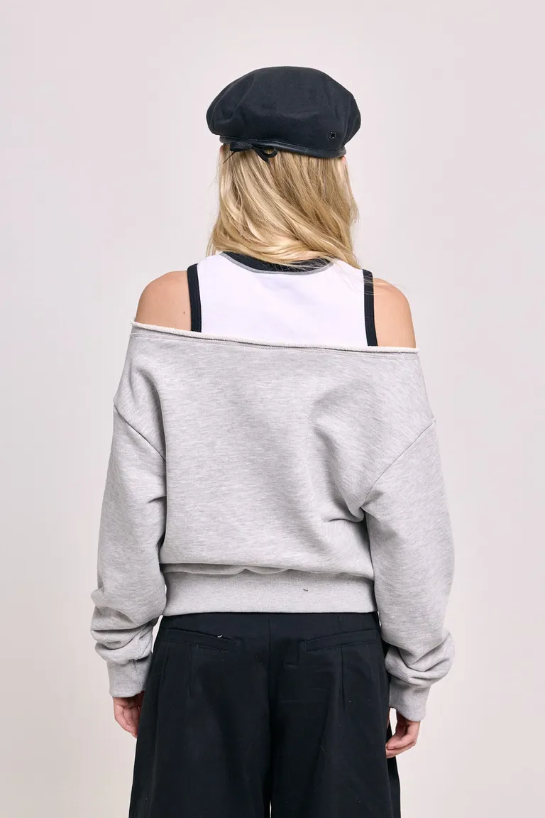 Buzo holgado con escote asimétrico y detalle de bordado de marca de 47 Street en Buzos y Sweaters para argentina