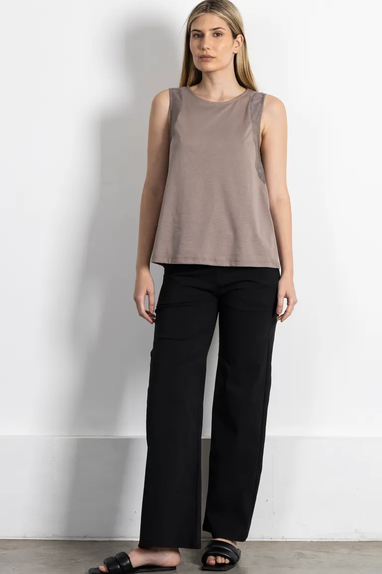 Remera musculosa de jersey de algodón con detalles en sedita de Kill en Remeras para argentina