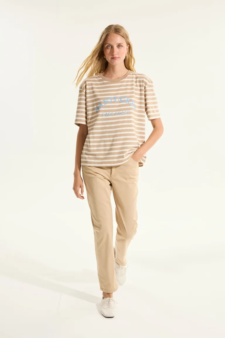 Remera rayada con estampa y bordado para mujer de Portsaid en Remeras para argentina