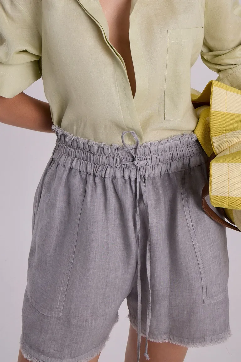 Short de lino gris de silueta oversize con bolsillos de Maria Cher en Shorts para argentina