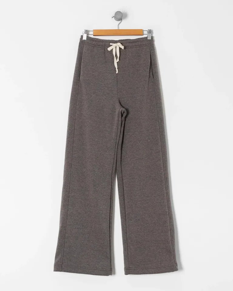 Pantalón ancho de frisa marrón con bolsillos y cintura ajustable de Sky en Pantalones para argentina