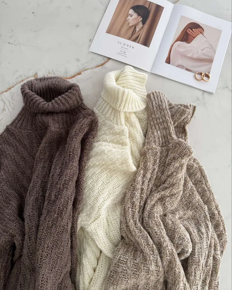 Buzo frizz marrón con diseño de zig zag grueso para mujer de Hesed en Buzos y Sweaters para argentina