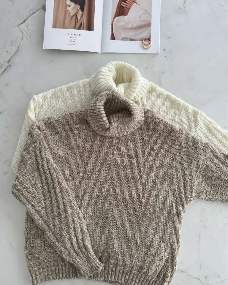 Buzo frizz marrón con diseño de zig zag grueso para mujer de Hesed en Buzos y Sweaters para argentina