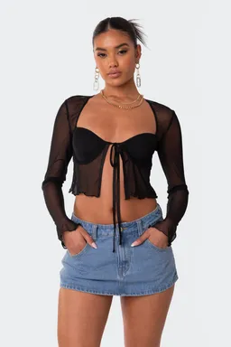 Top malla con nudo frontal de Edikted en Tops para argentina