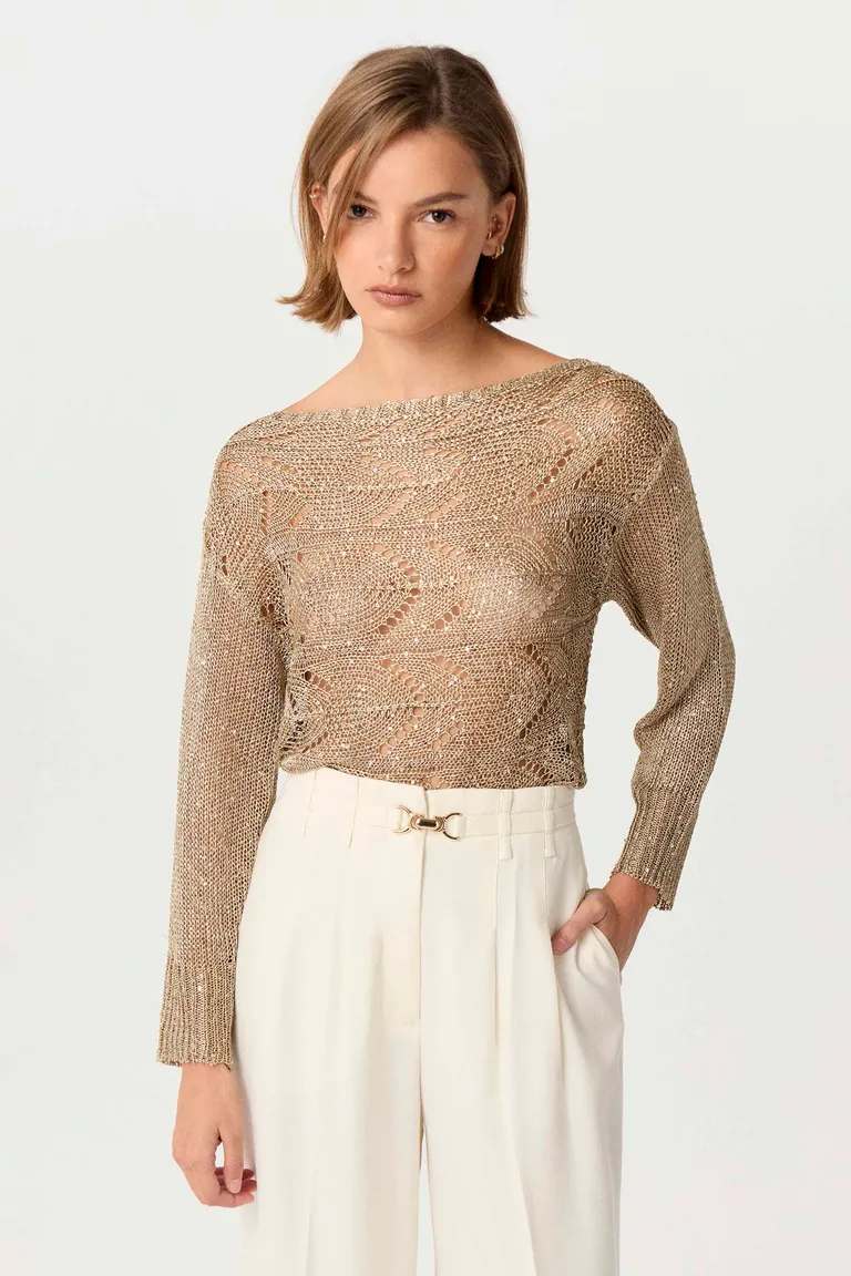 Suéter de calado metálico con efecto glamoroso y relajado de Markova en Buzos y Sweaters para argentina