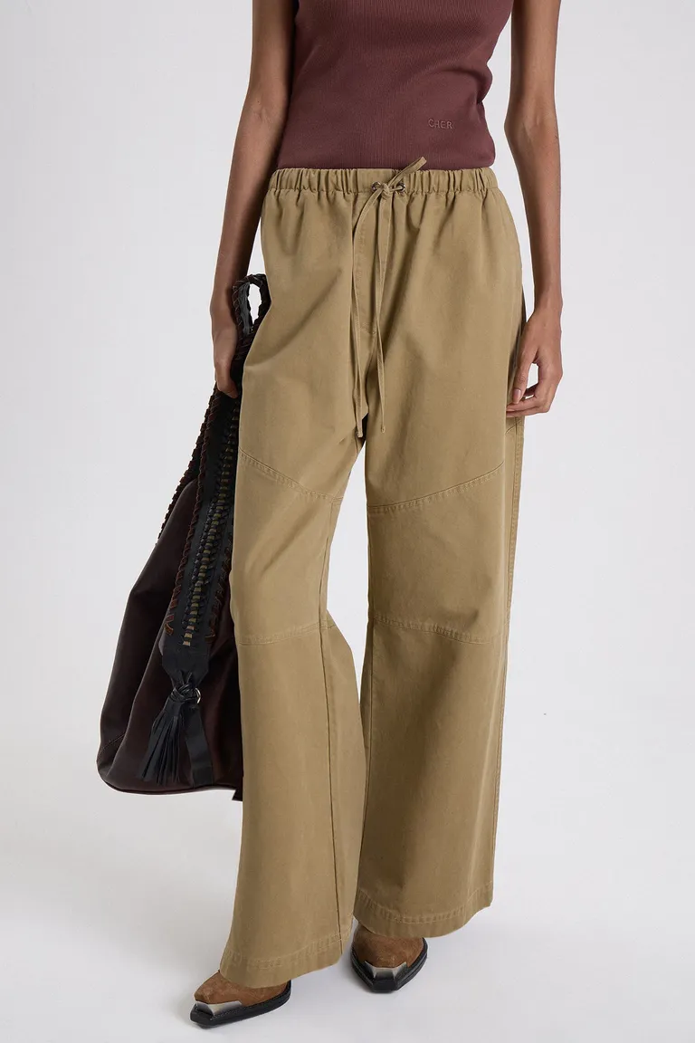 Pantalón de corte recto y pierna amplia con cintura ajustable y detalle de recortes laterales de Maria Cher en Pantalones para argentina