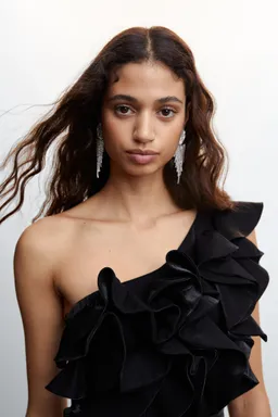 Vestido drapeado con volantes de Mango en Vestidos para argentina