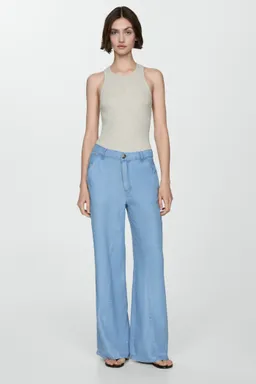Pantalón wideleg lyocell de Mango en Pantalones para argentina