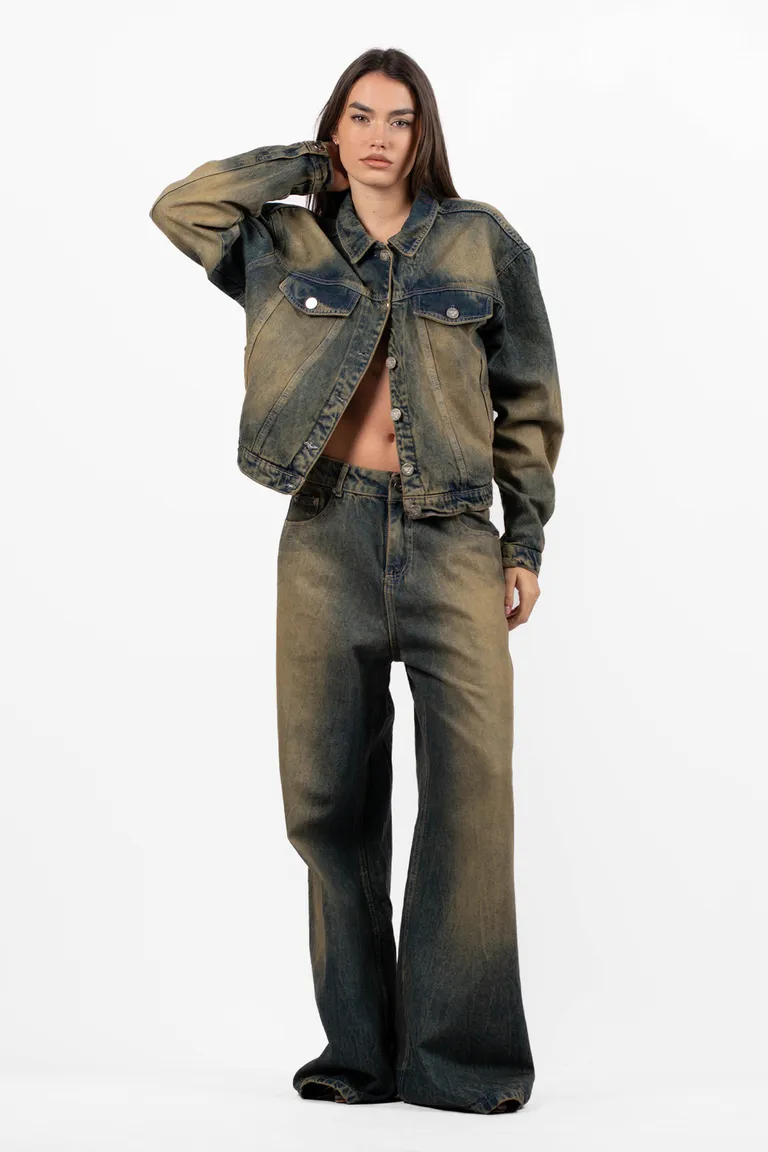 Chaqueta denim azul de corte regular con lavado matizado y acabado artesanal de Top White en Chaquetas para argentina