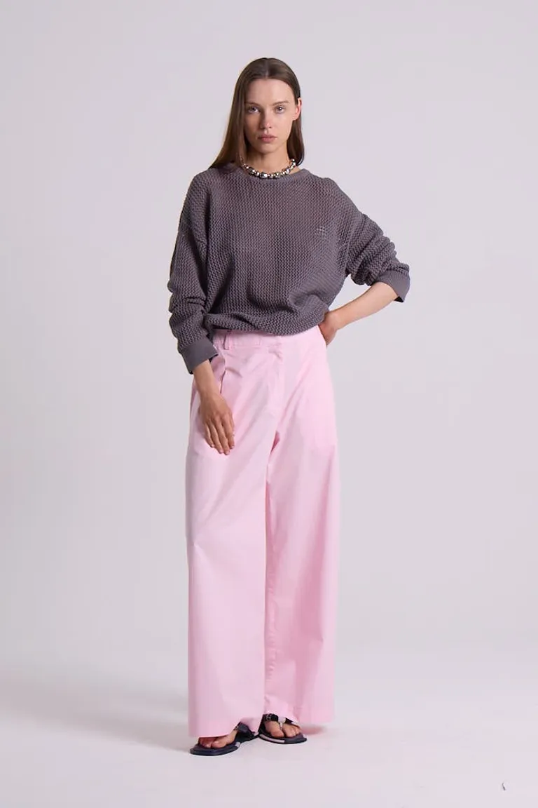 Sweater gris de diseño calado en estilo oversize para mujer de Maria Cher en Buzos y Sweaters para argentina
