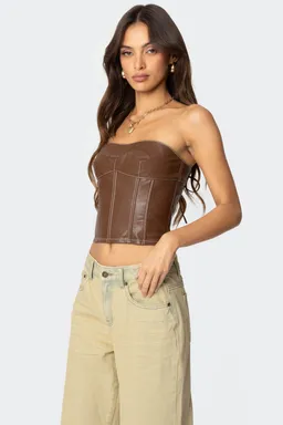 Corset cuero sintético moss de Edikted en Tops para argentina