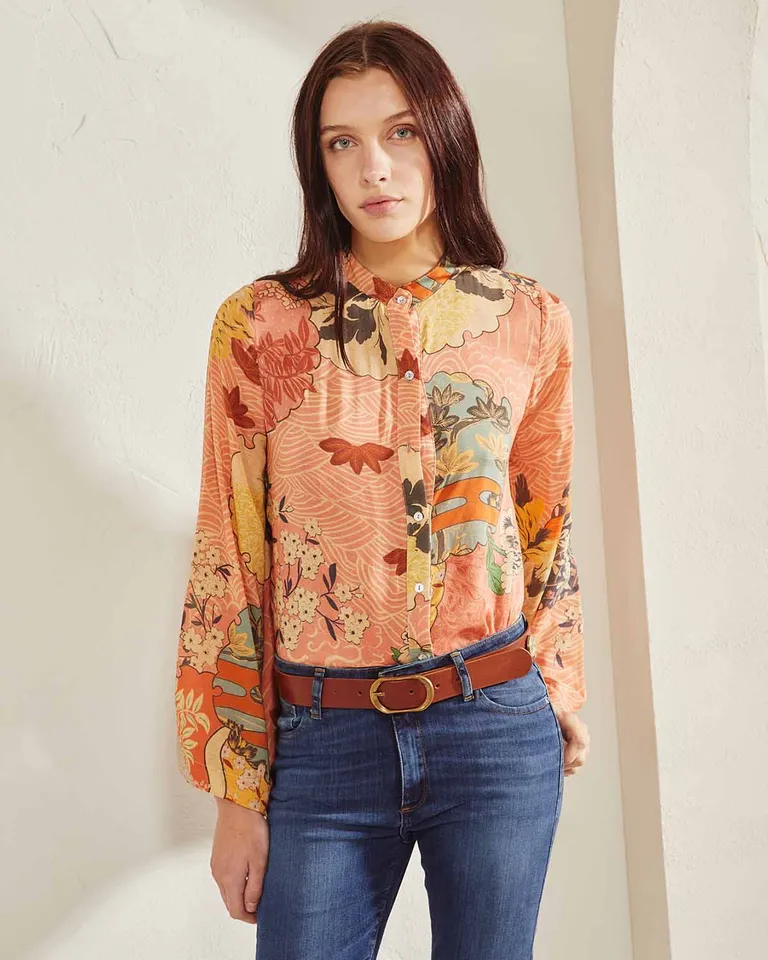 Camisa de viscosa estampada con mangas amplias y elegantes de Wanama en Camisas para argentina
