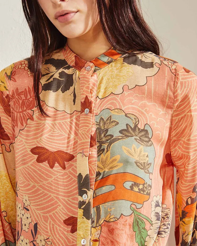 Camisa de viscosa estampada con mangas amplias y elegantes de Wanama en Camisas para argentina