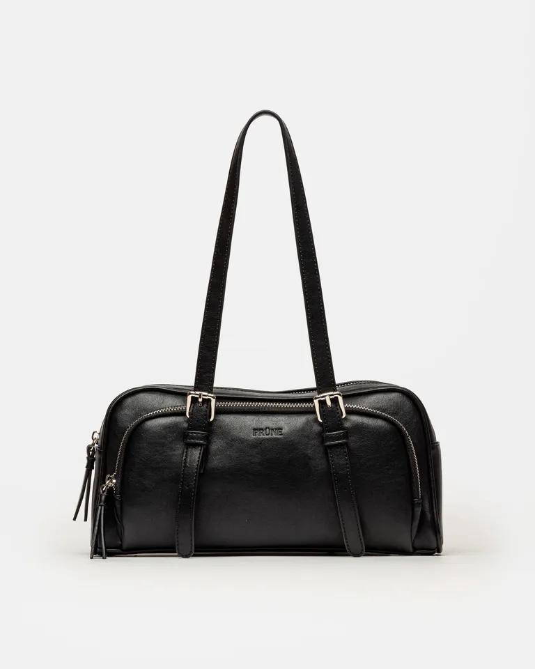 Cartera al hombro en efecto cuero liso con diseño funcional y detalles estilizados de Prüne en Bolsos y Carteras para argentina