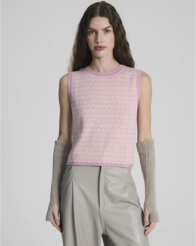 Chaleco sin mangas tejido con textura visual y escote redondo a la base de Blue Sheep en Chalecos para argentina