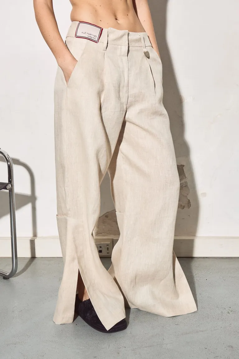 Pantalón de lino de corte recto y bolsillos para mujer de Allo Martinez en Pantalones para argentina