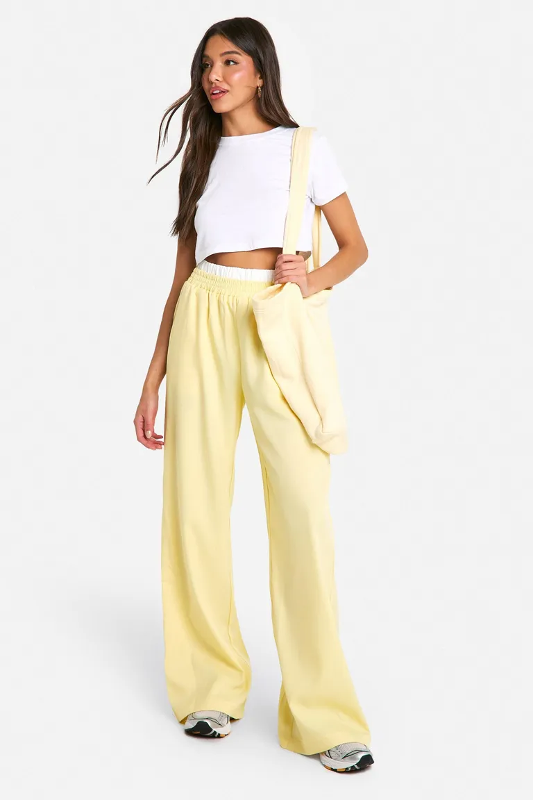Pantalón palazzo cintura contraste de Boohoo en Pantalones para argentina