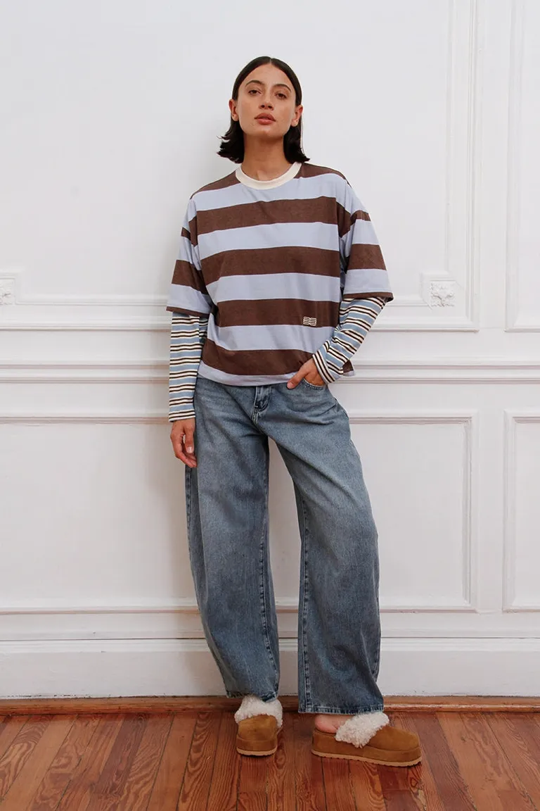 Jean de tiro bajo con silueta baloon leg y corte amplio de largo hasta el talón de Sofia Sarkany en Pantalones para argentina