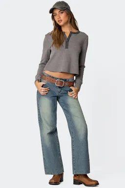 Top henley textura waffle de Edikted en Tops para argentina