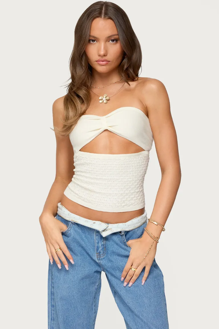 Top tejido strapless calado de Edikted en Tops para argentina